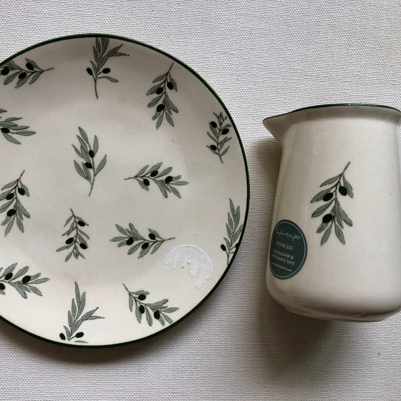 New Olive Branch Small Stoneware Jug & Side Plate‎ - Picture 1 of 4